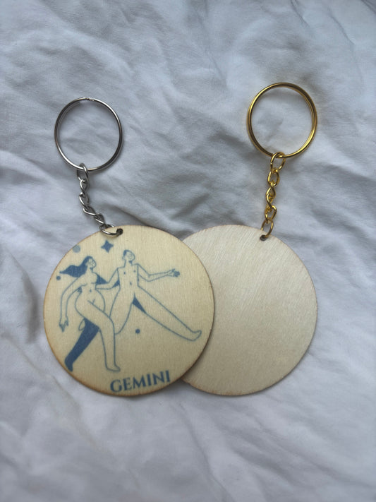 PORTE-CLÉ BOIS « Signe astro / chiffre porte bonheur »